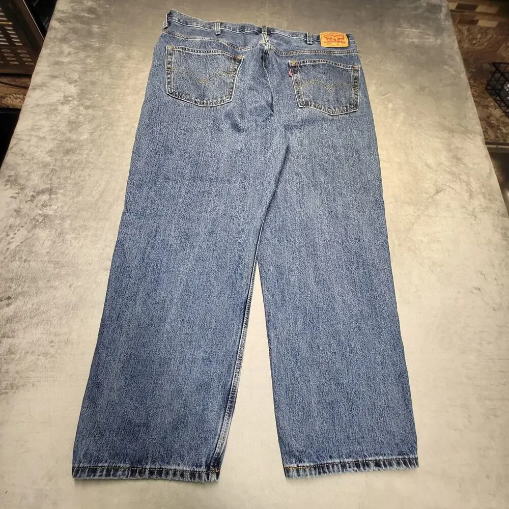Levi's 550 Jeans Mens 44x30 Blue Straight Relaxed Denim Medium Wash Pockets